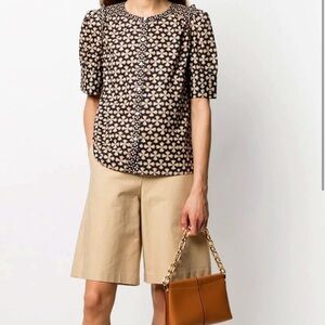 BA&SH Colette Printed Shirt In Black - 1/SMALL/4